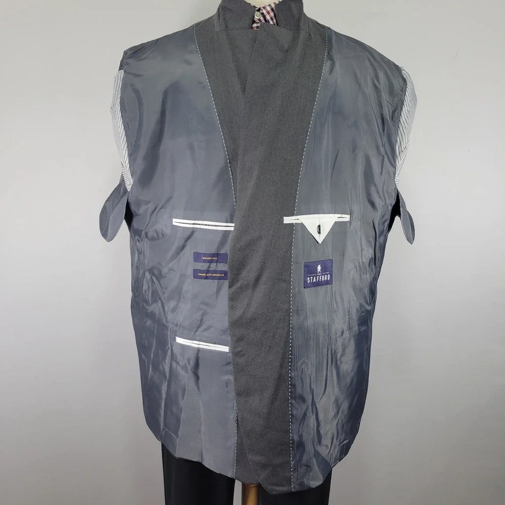 Stafford Men's Travel Suit Separate Sport Coat Two Button Gray‎ Wool Blend 54R